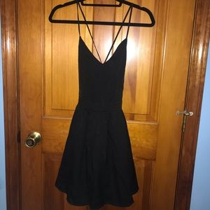 Black open back dress